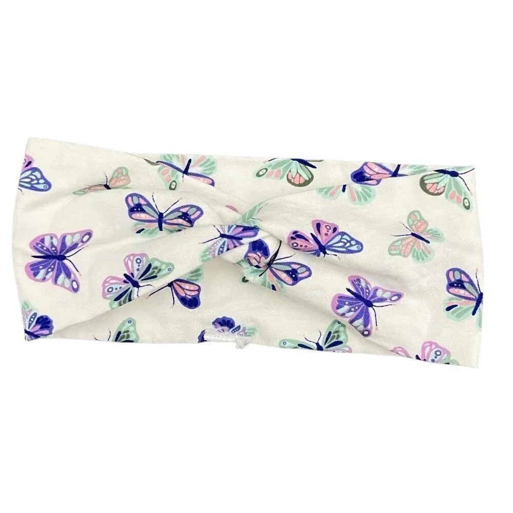 H&M Baby Toddler Girls 4-Pack Twist Knot Cotton Headbands Pink Purple Butterfly
